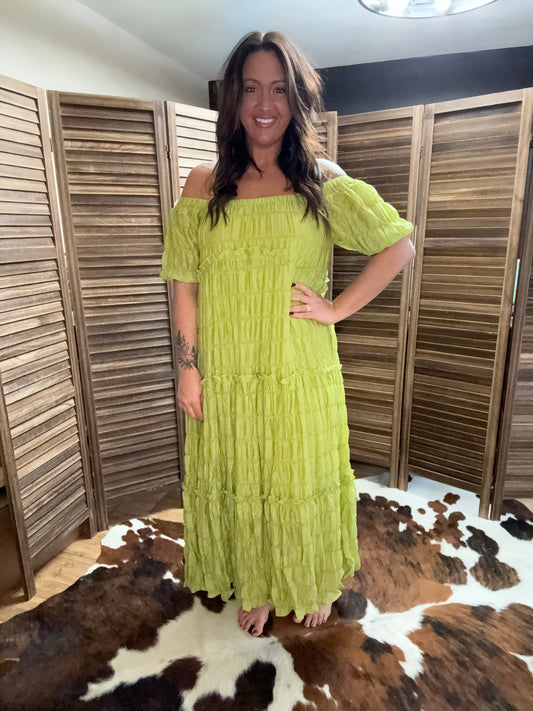 Avocado Cold Shoulder Dress